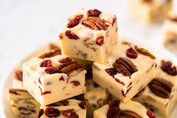 Homemade White Chocolate Cranberry Pecan Fudge