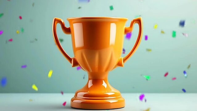 gold yellow trophy cup champion celebration party loop 4k animation