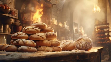Photo sur Plexiglas Boulangerie a table full of bread
