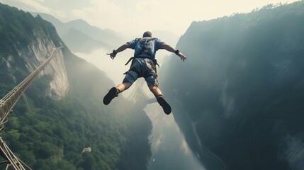 a man jumping in the air - obrazy, fototapety, plakaty