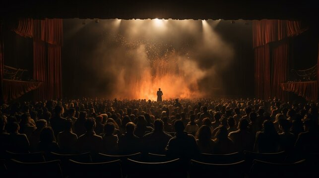 A Large Crowd Of People Watching A Person On A Stage