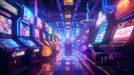 a row of arcade games
