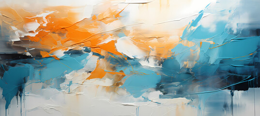 Close-Up Splendor: Abstract Painting with Blue and Orange