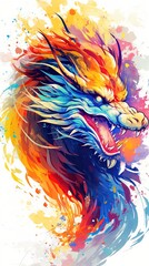 Dragon abstract art, Abstract Watercolor, create a unique and dynamic wallpaper. Generated with AI
