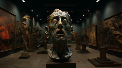 a group of statues in a museum - obrazy, fototapety, plakaty