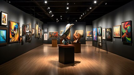 a room with art on the walls