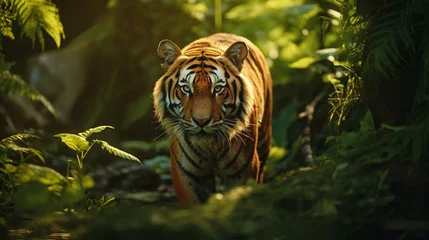 Zelfklevend Fotobehang a tiger in the woods © KWY