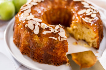 Apple bundt cake with caramel glaze