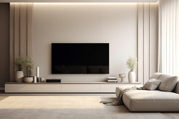 Minimalist style interior design modern living room with sofa and tv