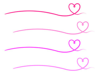 筆書き右ハートの運命の糸セット：ピンク