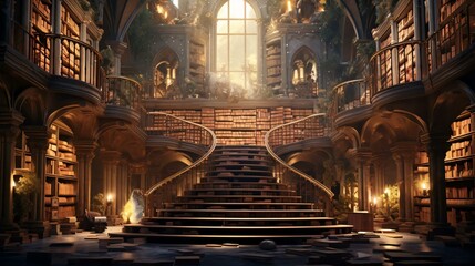 a large building with a staircase - Powered by Adobe