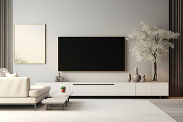 Minimalist style interior design modern living room with sofa and tv