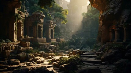 a stone building with columns and a staircase