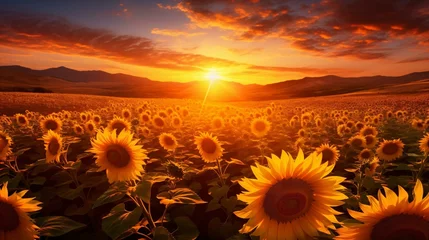 Rolgordijnen sunflowers in a field © KWY