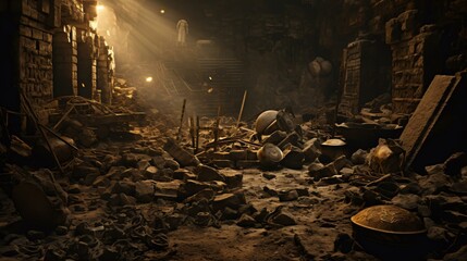 a room that has rubble in it