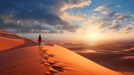 a person walking in the desert