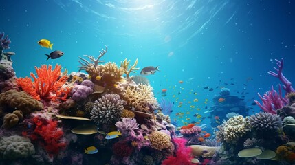 Fototapeta na wymiar a school of fish in the ocean