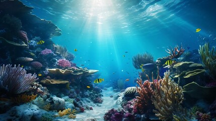 Naklejka na ściany i meble a coral reef with fish