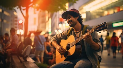 Obraz premium a person playing a guitar