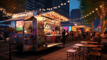 Fototapeta premium a group of people sitting at tables