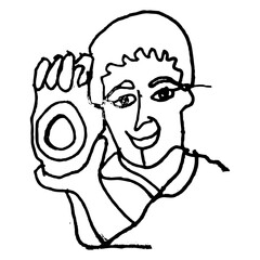 photographer man, simple hand draw sketch vector, isolated on white