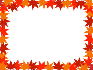 紅葉の四角フレーム：白