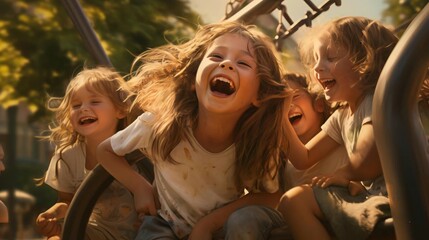 a group of children on a ride