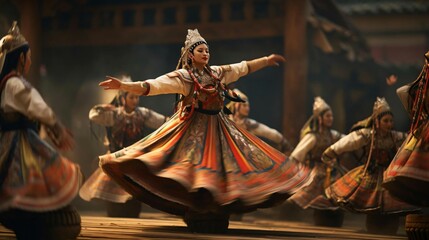 a person dancing on a stage with traditional costume 