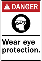 Eye protection safety sign and labels wear eye protection