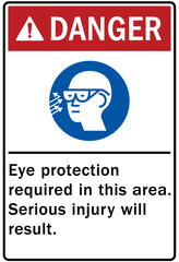 Fototapeta na wymiar Eye protection safety sign and labels eye protection required in this area
