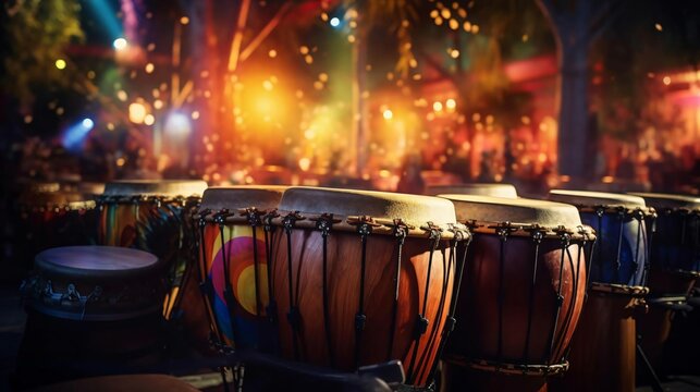 a drum set with a flame