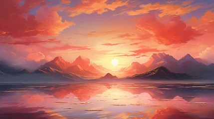 Foto op Plexiglas a sunset over a body of water © KWY