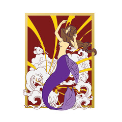 Lovely mermaid, vector illustration, children artworks, wallpapers, posters, greeting cards prints.