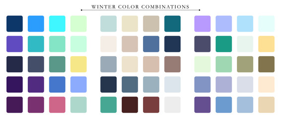 Winter season palette. Trend color palette guide template. An example of a color palette. Forecast of the future color trend. Match color combinations. Vector graphics. Eps 10.