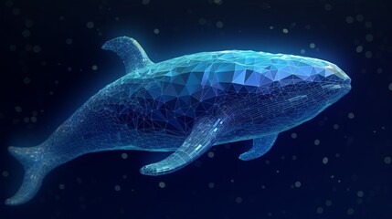 Blue whale composed of polygon Marine animal digital Generative Ai