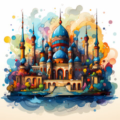 Obraz na płótnie Canvas Mosque Water Color