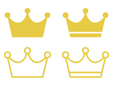 シンプル王冠アイコンセットA：金