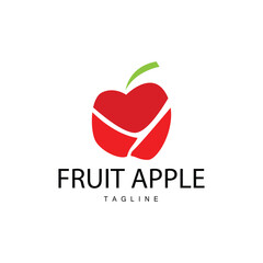 Apple Fruit Logo, Garden Plant Vector, Symbol Design Illustration Template