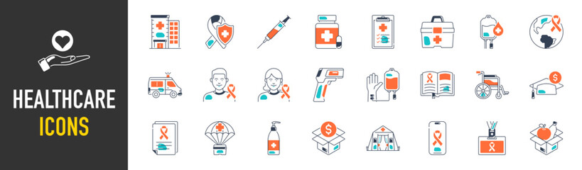 Healthcare and medicine icons set. Modern graphic design concepts, simple elements collection. Vector icons

