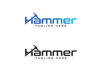 Hammer text logo design. Hammer vector. Hammer logo. Broke. Lettering. Word. Creative. Business. Finance. Modern