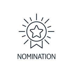 Label of nominating.  Vector linear icon isolated on white background.