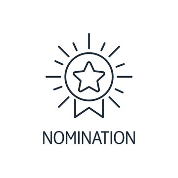 Label of nominating.  Vector linear icon isolated on white background.
