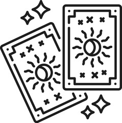 Tarot cards icon, esoteric, astrology and witchcraft magic mystery, vector symbol. Tarot cards line icon for fortune telling and esoteric magic, oracle clairvoyance and occult sacred witchcraft
