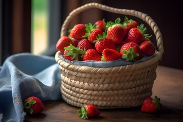 strawberries in a small basket