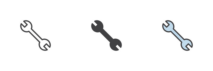 Wrench tool different style icon set