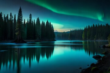 An otherworldly forest glinting with bioluminescent vegetation, giving it a secretive sparkle. Creative resource, AI Generated