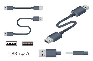 USBタイプAのイラストセット - obrazy, fototapety, plakaty