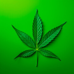 cannabis leaf on green