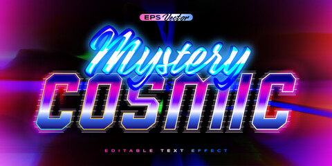 537 Old School 80s mystery cosmic retro futuristic shiny metallic editable text effect