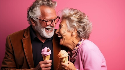 couple champagne old couple in restaurant icecream